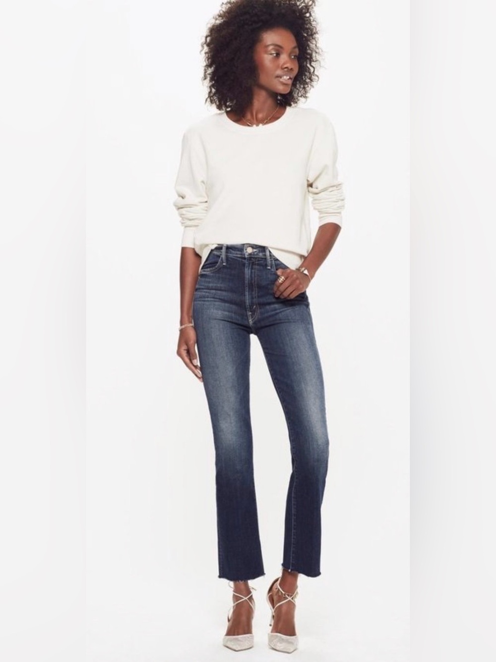Mother The Hustler Ankle Fray‎ Jeans Women’s Size 30 On The Edge Dark Wash